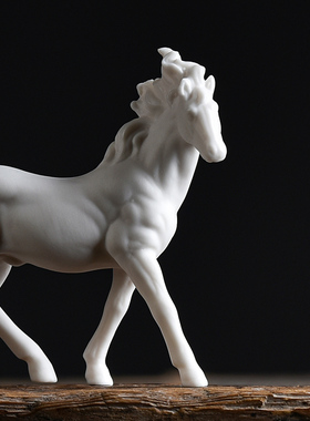 精品动物白马桌面小摆件家居园艺沙盘微景观流水器造景陶瓷小配件