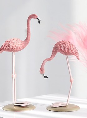 钰鉴创意树脂火烈鸟卡通家居客厅桌面超市商场酒店轻奢风美陈摆件