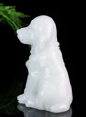 天然白玉狗十二生肖发财旺财狗摆件招财风水家居客厅开业乔迁送礼