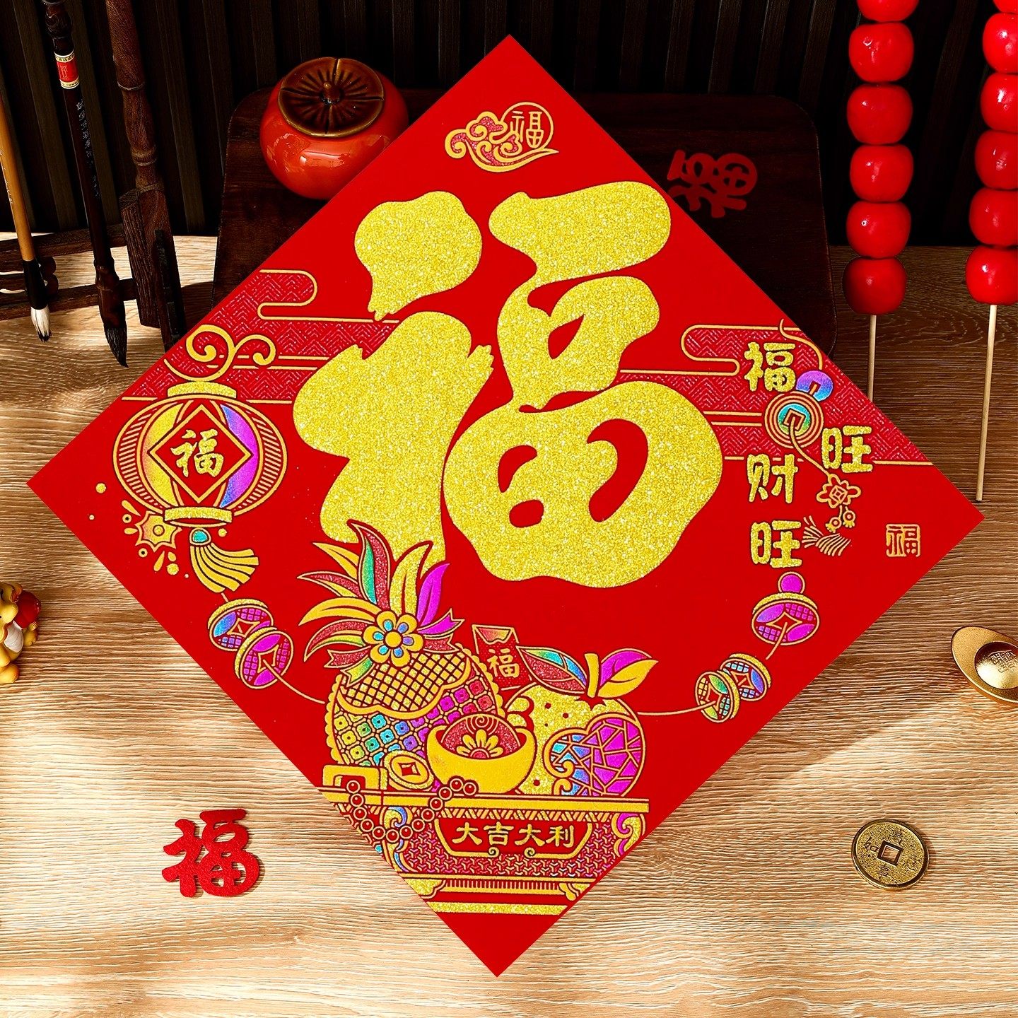 2026年新款马年福字贴门贴装饰立体新年春节过年绒布贴纸大门装饰,淘宝优惠券,粉丝福利购,淘宝优惠卷