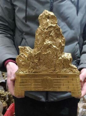 纯铜贵金升物职场靠山元宝山山玉旺权送礼桌面人招财大办公室摆件
