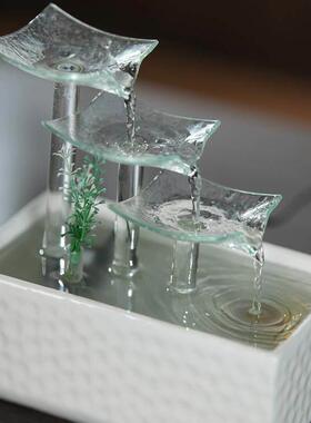 流水摆件喷泉循环水招财客厅玄关小型桌面家居装饰造景风水轮礼物