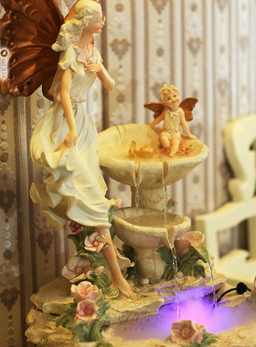 流水喷泉欧式摆件客厅落地大型家居装饰品摆设Q电视柜旁边创意轻