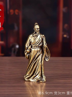 纯黄铜云游四海老人华佗毛驴小z摆件茶台茶宠办公室桌面客厅装饰