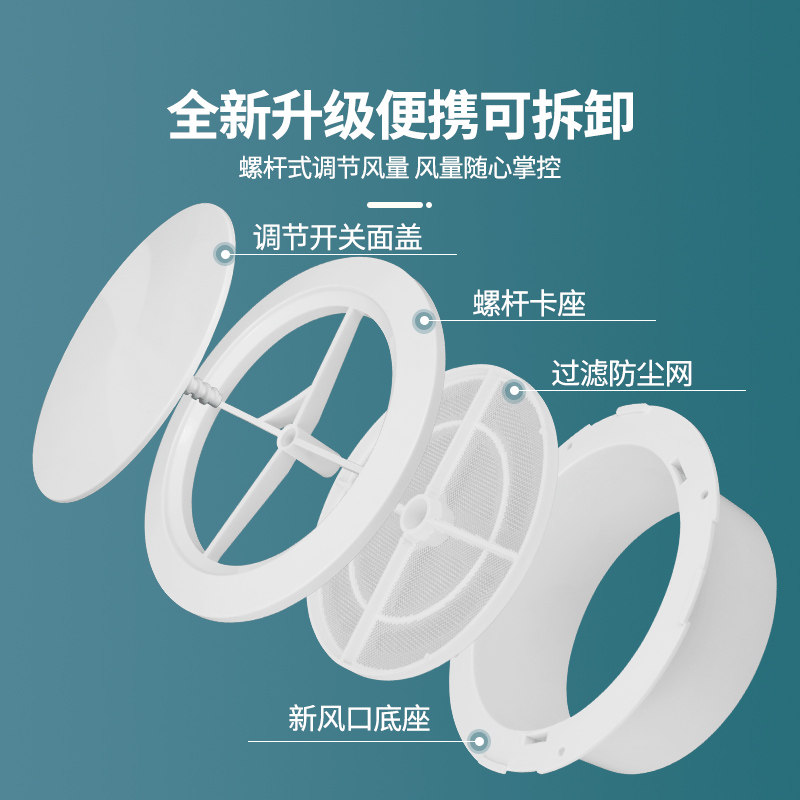 新风系统出风口圆盘卡扣圆形进排气回风口新风口通风换气出风口罩,淘宝优惠券,粉丝福利购,淘宝优惠卷