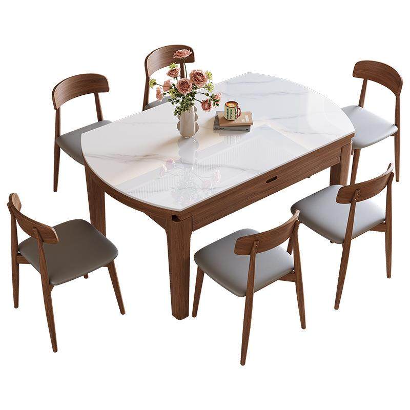 岩板餐桌家用轻奢现代简约小户型可伸缩折叠实木吃饭桌子可变圆桌,淘宝优惠券,粉丝福利购,淘宝优惠卷