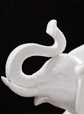 白瓷招财大象摆件一对镇宅大号风水象吸财吸福乔迁客厅陶瓷工艺品