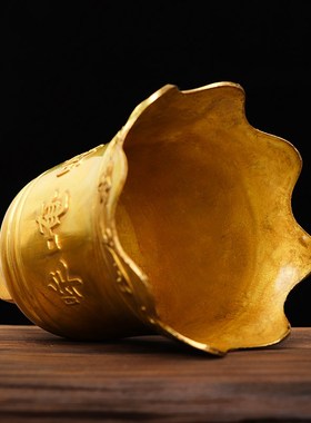 铜钟寺庙六字真言大号黄铜风铃挂件光面纯铜铜铃铛无字大小号铜钟