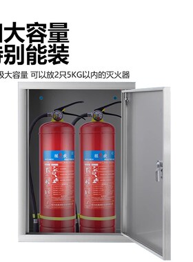 304不锈钢灭火器箱壁挂式2只装放置箱挂墙暗装嵌入式灭火器专用箱