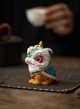 茶室新年玄关客厅过年茶宠喜庆可爱家居饰品摆设桌面装饰醒狮摆件