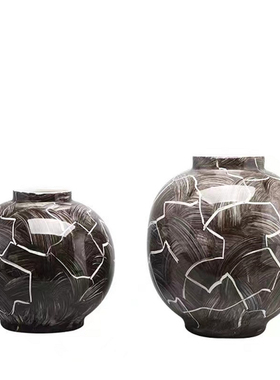 新中式创意陶瓷花器摆件样板房售楼处客厅玄关博古架禅意花瓶软装