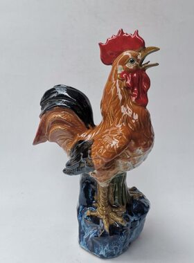 客厅阳台艺纯手工公鸡十二生肖动物陶瓷家居装饰摆件室内桌面石湾
