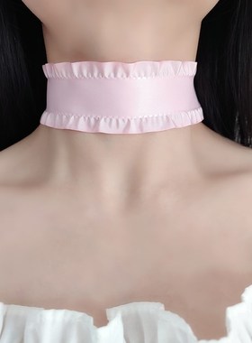 气质颈链宽边遮颈纹脖子装饰挡脖子疤痕颈部饰品荷V叶边脖链脖圈