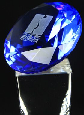 钻石水晶奖杯 奖牌 创意奖杯定制 冠军领导人蓝色奖杯 授权颁奖