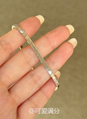 月色如梦清j冷感银色小方块手链精致百搭轻奢同款金色手饰礼