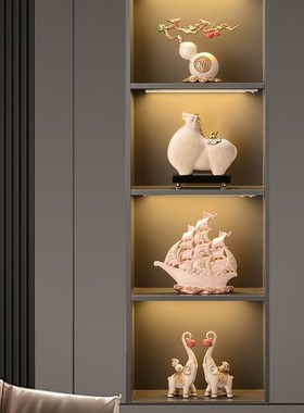 新款酒柜装饰摆h饰客厅电视柜新中式博古架展示柜饰品2024轻奢