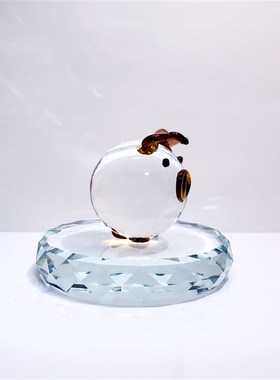 水晶小猪琉璃摆件创意礼s品汽车饰品玻璃十二生肖定制可爱动物属