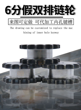 A6分工业链条齿轮12双驱假双排双联链轮机械传动配件加工定制配套