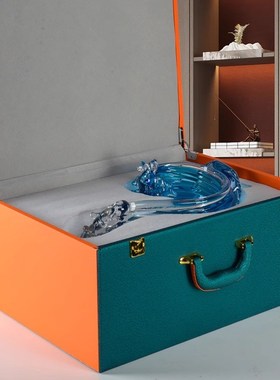 弗朗德轻奢现代琉璃工艺品u风生水起招财电视柜酒柜摆件乔迁礼物