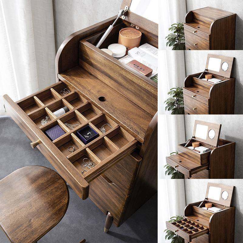 【折扣价】复古实木梳妆台床头柜一体多功能小户型45cm窄迷你卧室,淘宝优惠券,粉丝福利购,淘宝优惠卷