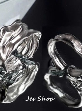 Jes Sheop冷淡风戒指暗黑极简个性开口可调节食指戒女简约情侣指