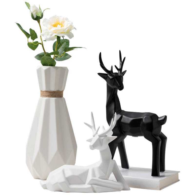 北欧陶瓷福鹿电视柜摆件简约现代花瓶家居饰品客厅轻奢酒柜装饰品,淘宝优惠券,粉丝福利购,淘宝优惠卷