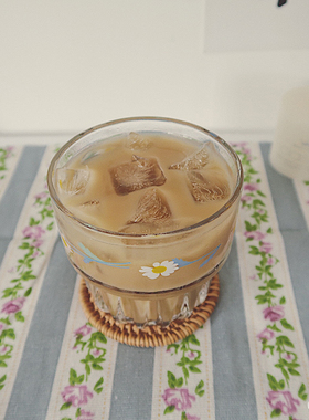 日韩博主同款 ins风小雏菊玻璃杯咖啡果汁可乐奶茶杯 小清新