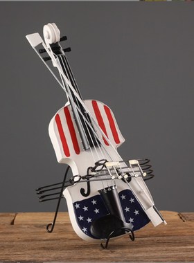 覆古怀旧铁艺吉他小提琴摆件餐厅酒吧GI咖啡厅装饰酒柜摆设乐器道