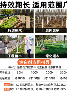 树木涂白剂大树刷白果树抗寒防虫杀菌树干涂白粉防霜防冻石灰粉剂