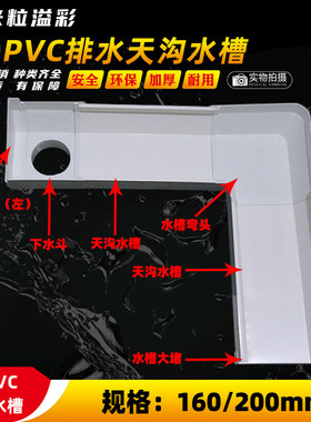 PVC排水天沟水槽屋檐落水加长加厚下水道塑料管件管材配件大全