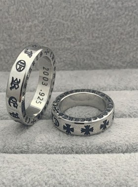 潮酷永恒对戒十字架戒指复t古男女尾戒嘻哈原创痞帅高级感轻奢指