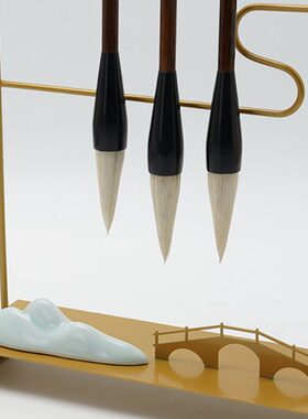 毛笔架摆件陶瓷铁艺办公室桌间样板房新中式电视柜软装饰品面创意