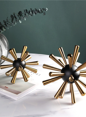 现代轻奢家居装饰品样板房合金金属球摆I件书房客厅抽象球创意摆