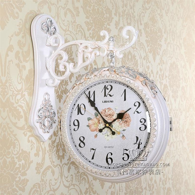 双面挂钟静音客厅创意钟表现代覆古家用时钟简约两U面个性欧式挂 - 图1