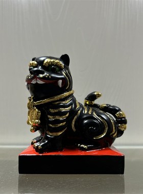 彩绘金虎爷木雕工艺品摆件虎威将军招财客厅玄关办公室装饰品摆设