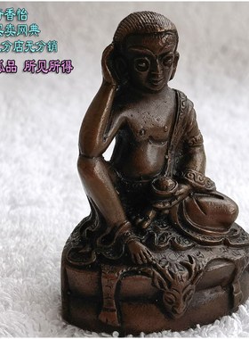 2寸约5.5cm 米拉日巴 尼泊尔纯铜古色小佛像 密勒日巴 米勒日巴
