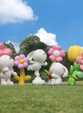 玻璃钢卡通兔子雕塑网红露营打卡点景区美陈户外商场门店装饰摆件