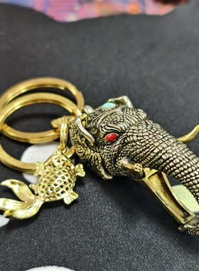 纯白铜大象钥匙扣白铜象神挂件腰饰箱包背包饰品快挂扣挂件钥匙链