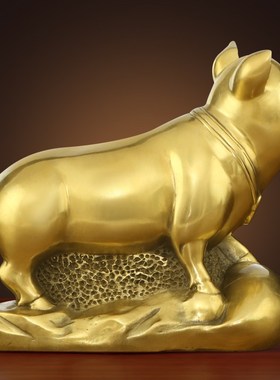 纯黄铜猪摆件生肖猪招财猪吉祥物家居客厅酒柜办公室店铺开业礼品