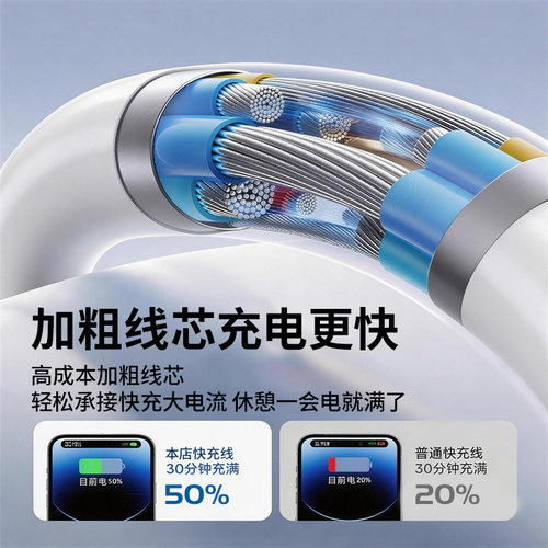 家有点点适用14ProMax充电器线iPhone16PM手机lighting13pro数据线Xs正品15苹果12PD20W快闪充线17正品iPad11 - 图1