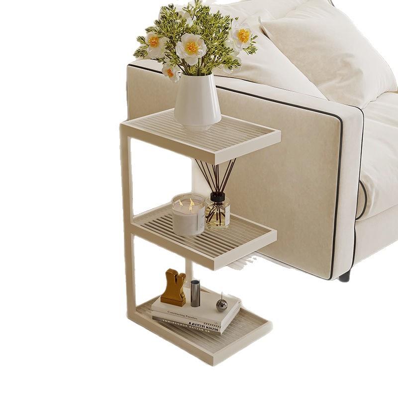 【折扣价】客厅沙发边几奶油风玻璃角几家用落地置物架极窄床头柜 - 图3