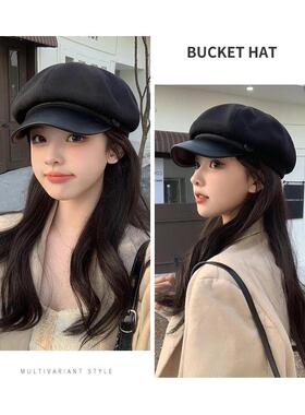 八角贝雷帽子女秋冬新款