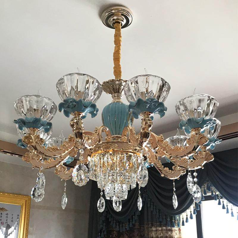欧式客厅奢华大气吊灯锌合金陶瓷卧室吊灯复式楼餐厅法式水晶灯具,淘宝优惠券,粉丝福利购,淘宝优惠卷