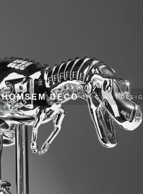 从上现代几何创意机械霸王龙电镀雕塑摆件样板间卧U室客厅玄关装