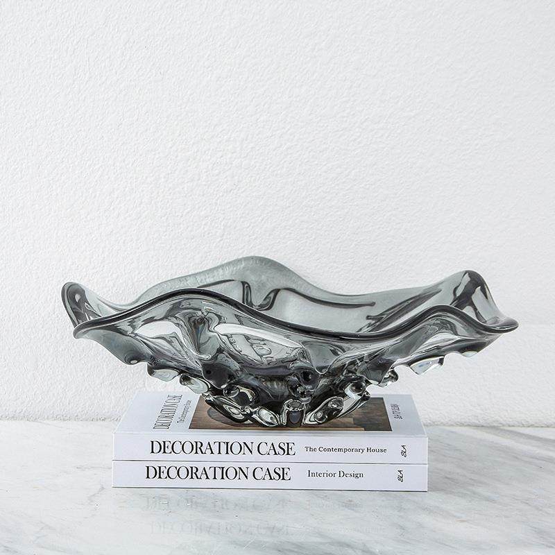 现代简约欧式玻璃异形果盆样板房别墅家居餐桌茶几水果盘装饰摆设,淘宝优惠券,粉丝福利购,淘宝优惠卷