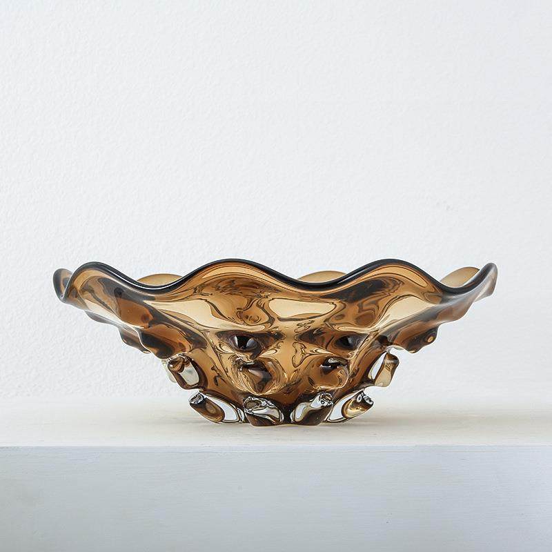 现代简约欧式玻璃异形果盆样板房别墅家居餐桌茶几水果盘装饰摆设,淘宝优惠券,粉丝福利购,淘宝优惠卷