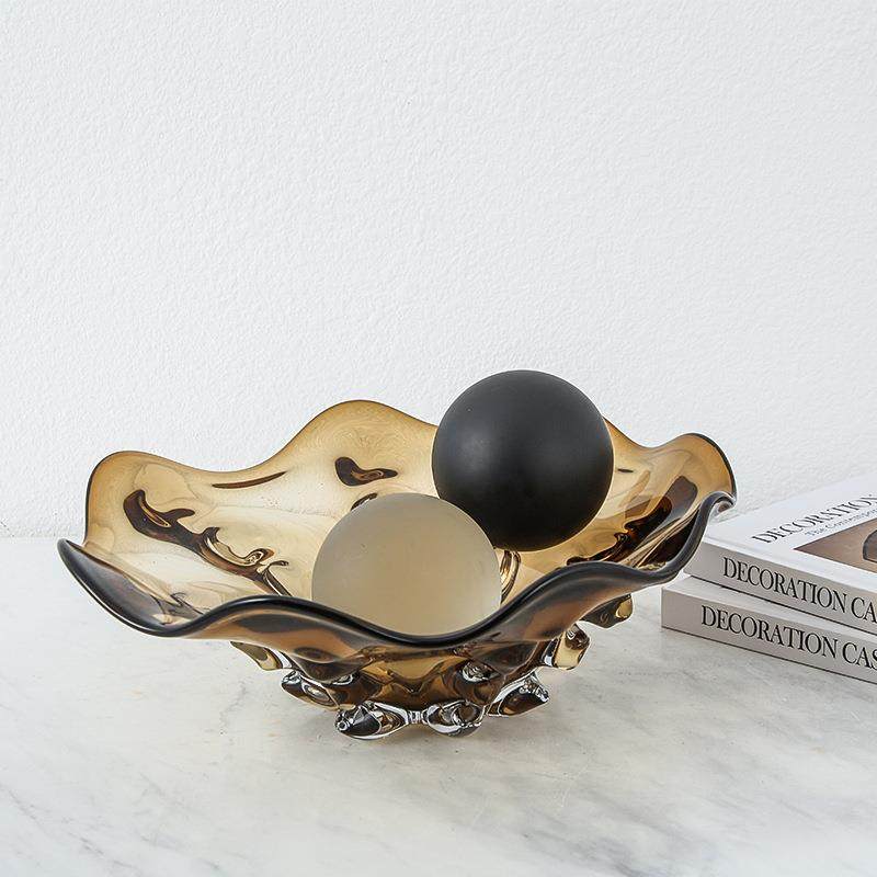 现代简约欧式玻璃异形果盆样板房别墅家居餐桌茶几水果盘装饰摆设,淘宝优惠券,粉丝福利购,淘宝优惠卷