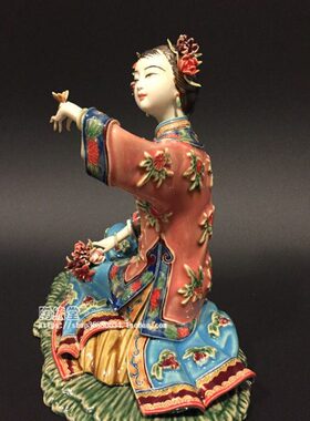 客厅摆件陶瓷公仔工艺品石家居摆设手工精品仕湾创意古典女