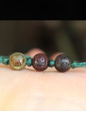 本命年多宝三合三会生肖红黑绿檀木属相猪兔羊虎R马狗蛇鸡牛猴鼠