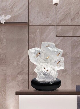 现代简约轻奢家居透明树脂石头雕塑样板房售楼处艺术Y装饰桌面摆